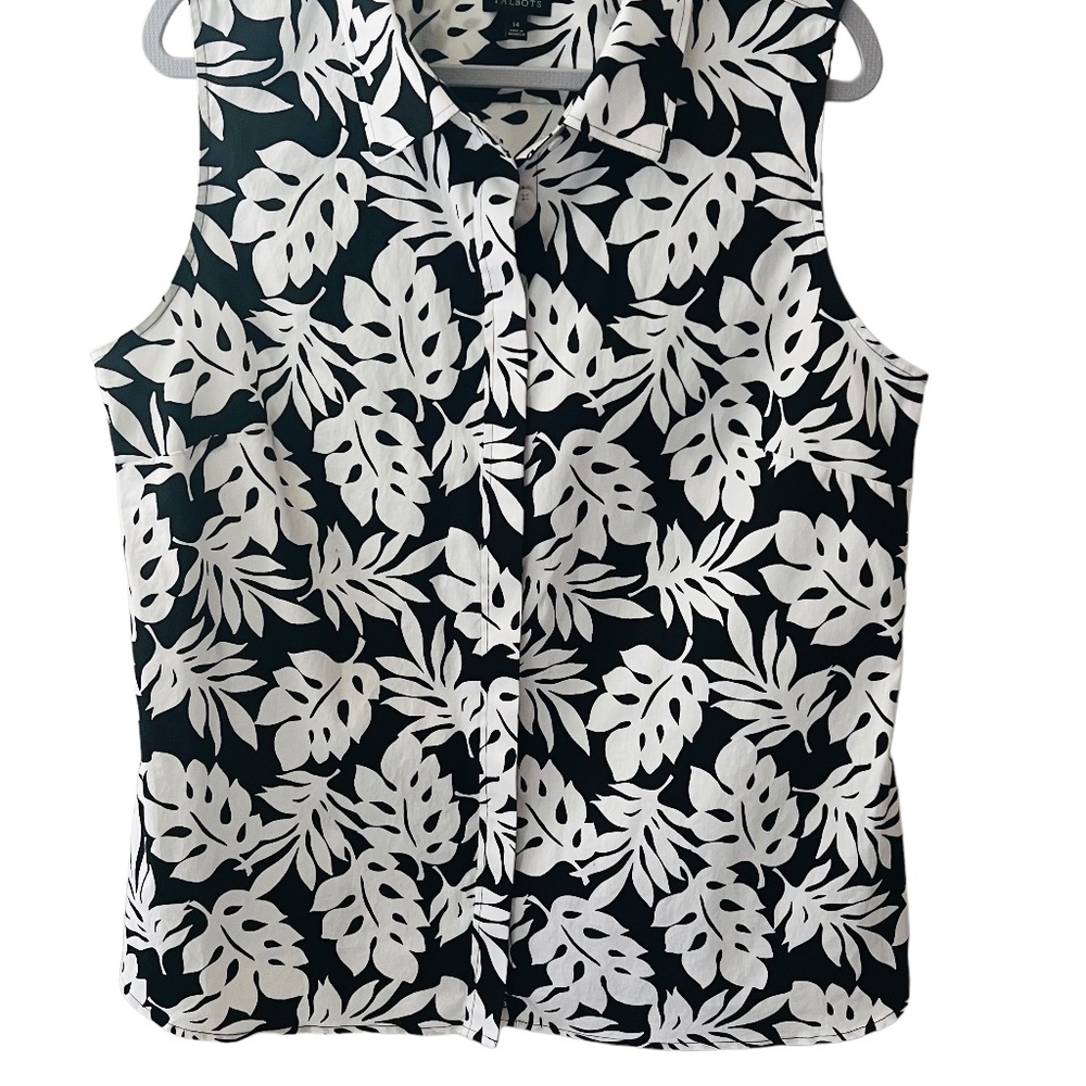 Talbots Sleeveless Perfect Fit No Iron Womens Top Sz 14